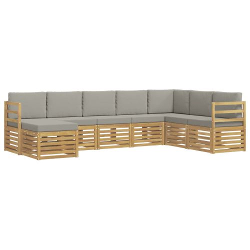 Комплект дивани за открито 8 pcs Бяло и светлосиво