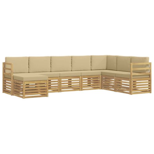 Комплект дивани за открито 8 pcs Бяло и Бежово