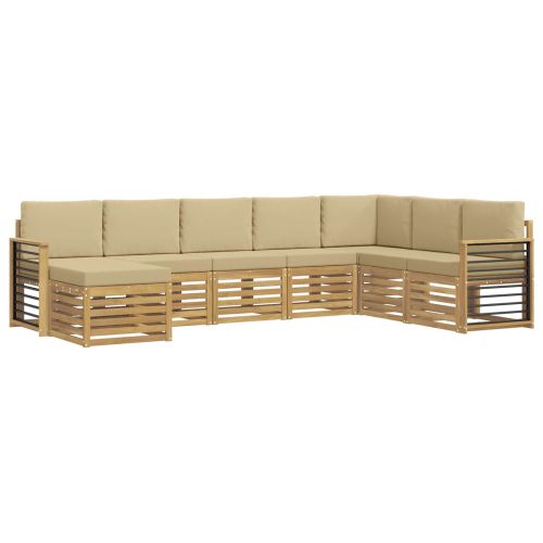 Комплект дивани за открито 8 pcs Бяло и Бежово