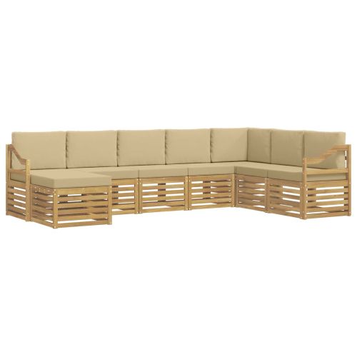 Комплект дивани за открито 8 pcs Бяло и Бежово