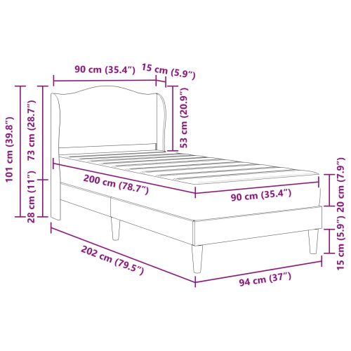Рамка за легло с таблото Розово 90 x 200 cm Кадифе