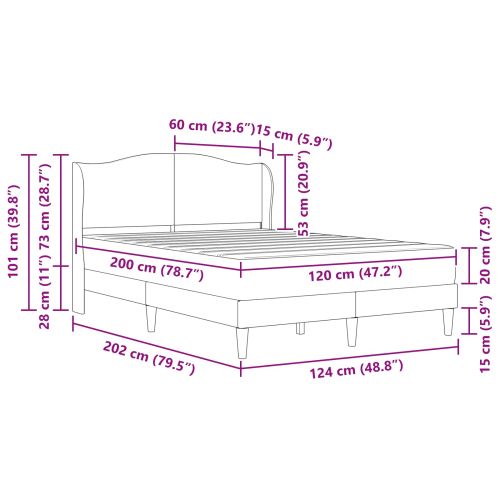 Рамка за легло с таблото Тъмносиво 120 x 200 cm Кадифе