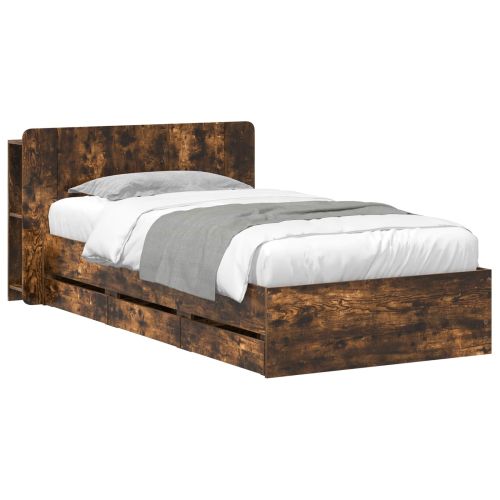 Леглово рамо с хранилище с таблото Опушен дъб 90 x 200 cm