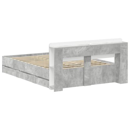 Леглово рамо с хранилище с таблото Бетонно сиво 150 x 200 cm