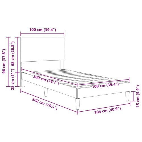 Рамка за легло Светлозелено сиво 100 x 200 cm Кордюрова тъкан