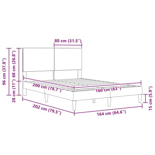 Рамка за легло Светлозелено сиво 160 x 200 cm Кордюрова тъкан