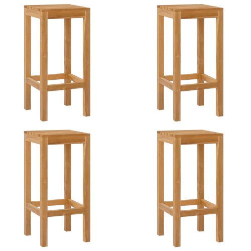 Бар стол 4 pcs Натурално Солидно тиково дърво