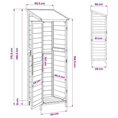 Градина постройка Бяло 59,5 x 56 x 176,5 см Инженерна дървесина