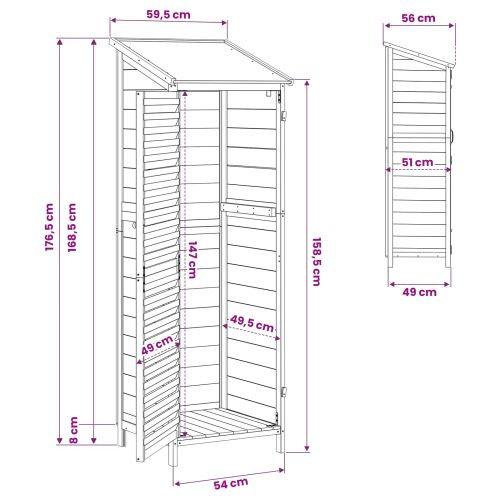 Градина постройка Натурално 59 x 56 x 176 см Солидно ела дърво