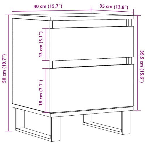 Нощни шкафчета 2 бр дъб артизан 40x35x50 см инженерно дърво