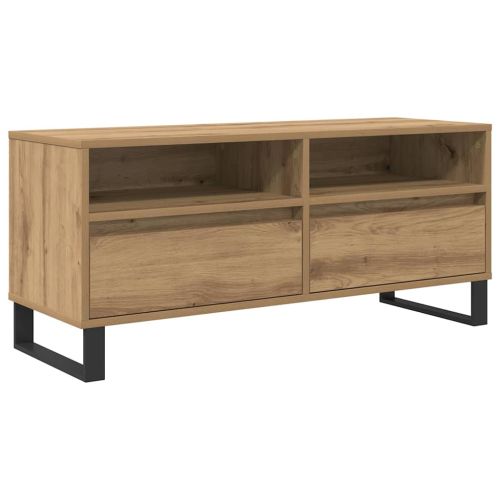 ТВ шкаф Дъб 100 x 34,5 x 44,5 см Инженерна дървесина и желязо