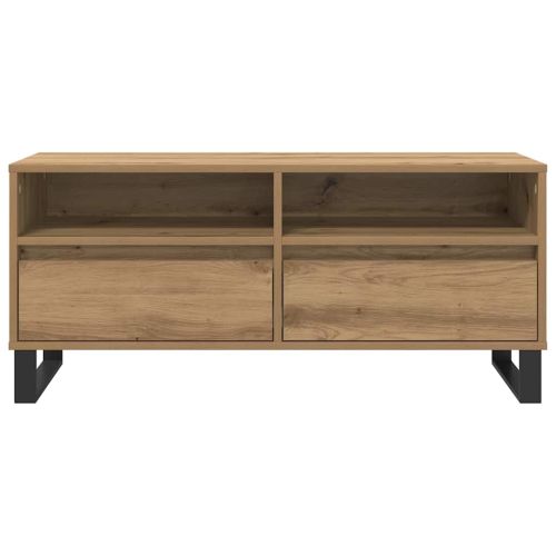 ТВ шкаф 100 x 34,5 x 44,5 см Дъб Инженерна дървесина и желязо