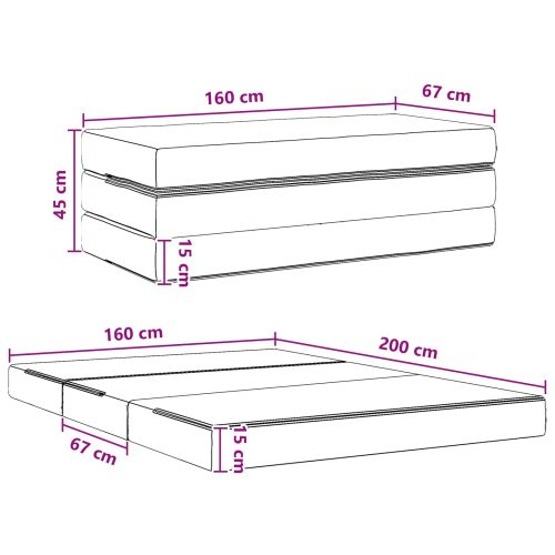 Сгъваем диван легло 160 x 67 x 45 см Светлосиво