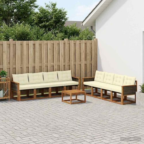 Комплект дивани за открито 9 pcs Натурален и Крема