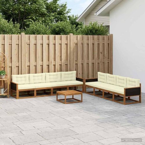 Комплект дивани за открито 9 pcs Натурален и Крема