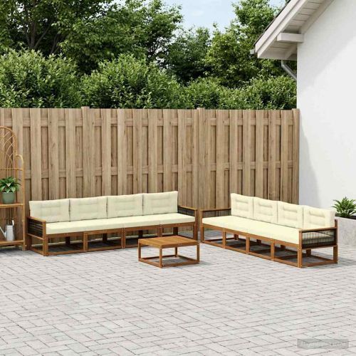 Комплект дивани за открито 9 pcs Натурален и Крема