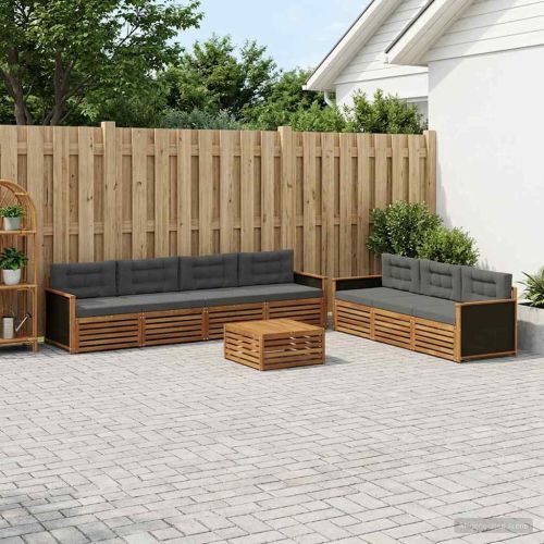 Комплект дивани за открито 8 pcs Натурален и Антрацит