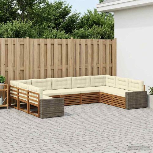 Комплект дивани за открито 9 pcs Натурален и Крема
