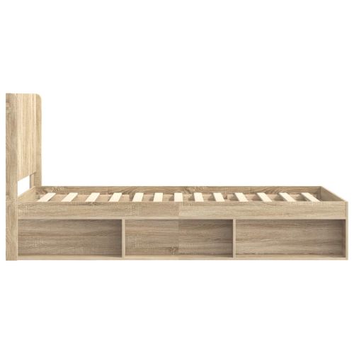 Рамка за легло с място за съхранение и табла Дъб сонома