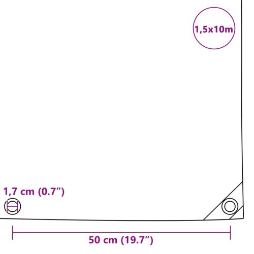Брезентово платнище, 650 гр/м², 1,5x10 м, сиво