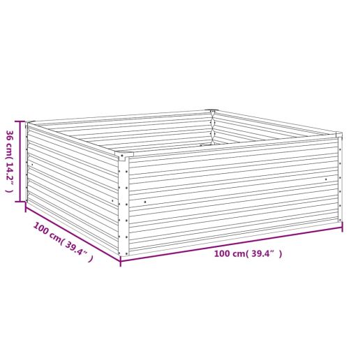 Градинска повдигната леха 100x100x36 см кортенова стомана