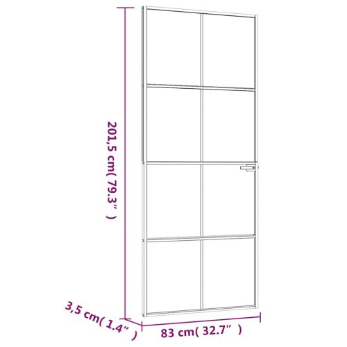 Интериорна врата бяла 83x201,5 см закалено стъкло и алуминий