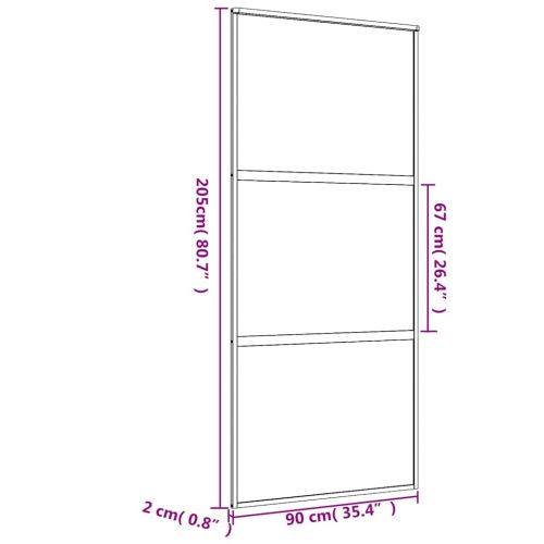 Плъзгаща се врата 90x205 см матирано ESG стъкло и алуминий
