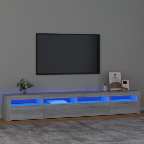 ТВ шкаф с LED осветление, сив сонома, 240x35x40 см
