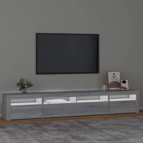 ТВ шкаф с LED осветление, сив сонома, 240x35x40 см