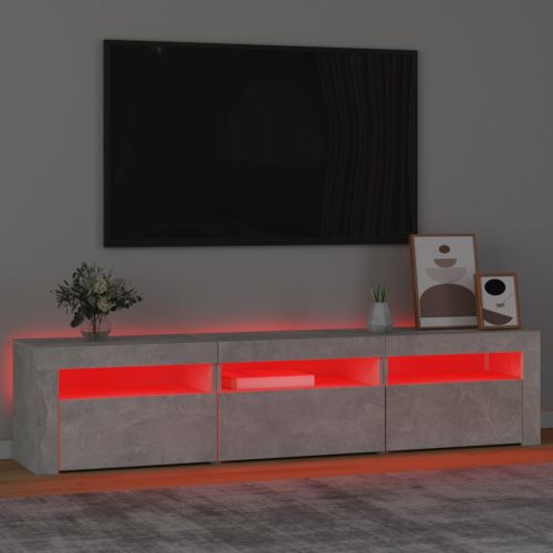 ТВ шкаф с LED осветление, бетонно сив, 180x35x40 см