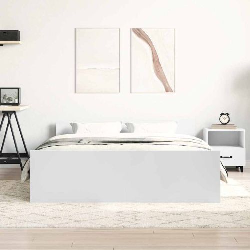 Рамка за легло с горна и долна табла, бяла, 140x190 см
