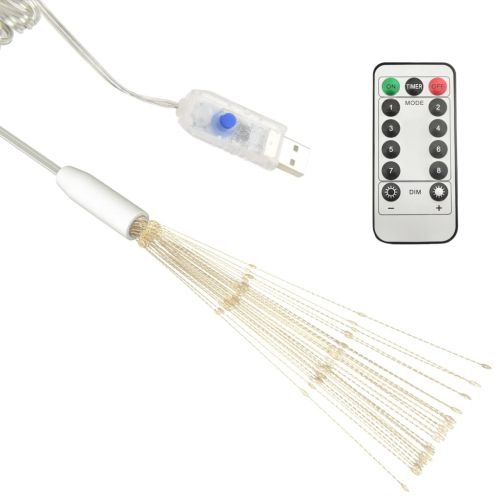 Външни коледни светещи фойерверки, топло бели, 20 см, 140 LED