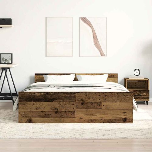 Рамка за легло без матрак старо дърво 140x190см инженерно дърво