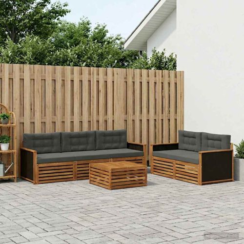 Комплект дивани за открито 6 pcs Натурален и Антрацит