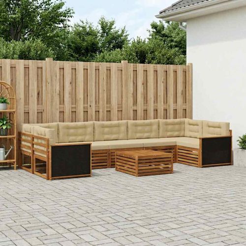 Комплект дивани за открито 8 pcs Натурален и Бежов