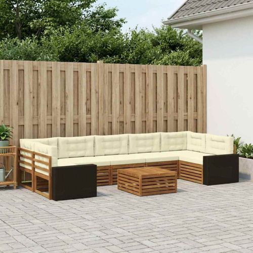 Комплект дивани за открито 8 pcs Натурален и Крема