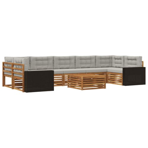 Комплект дивани за открито 8 pcs Натурално и светлосиво