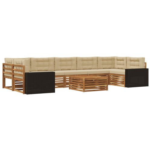 Комплект дивани за открито 8 pcs Натурален и Бежов