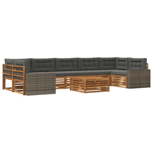 Комплект дивани за открито 8 pcs Натурален и Антрацит
