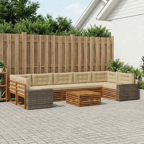 Комплект дивани за открито 8 pcs Натурален и Бежов