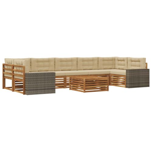 Комплект дивани за открито 8 pcs Натурален и Бежов
