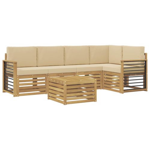 Комплект дивани за открито 6 pcs Бяло и Бежово 59 x 59 x 37 см