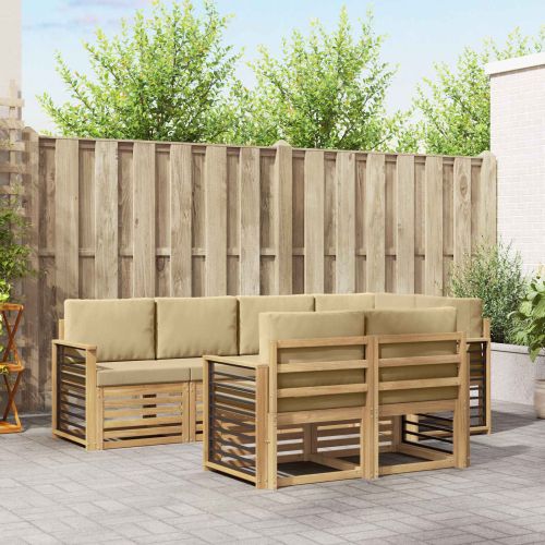 Комплект дивани за открито 7 pcs Бяло и Бежово