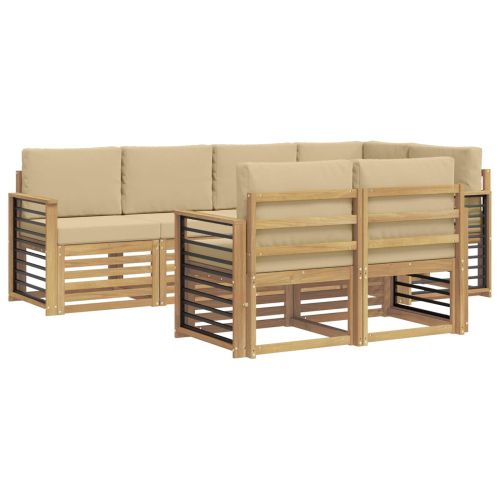 Комплект дивани за открито 7 pcs Бяло и Бежово