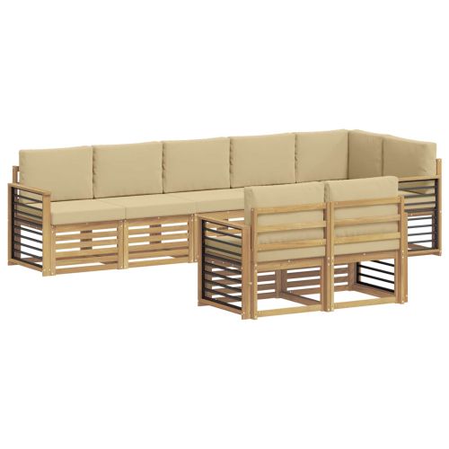 Комплект дивани за открито 8 pcs Бяло и Бежово