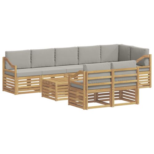 Комплект дивани за открито 9 pcs Бяло и светлосиво