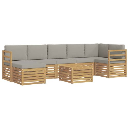 Комплект дивани за открито 8 pcs Бяло и светлосиво