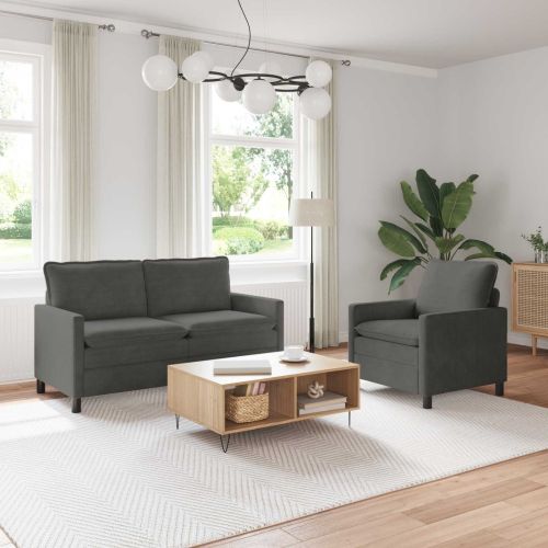 Комплект дивани 2 pcs Тъмносиво Текстил