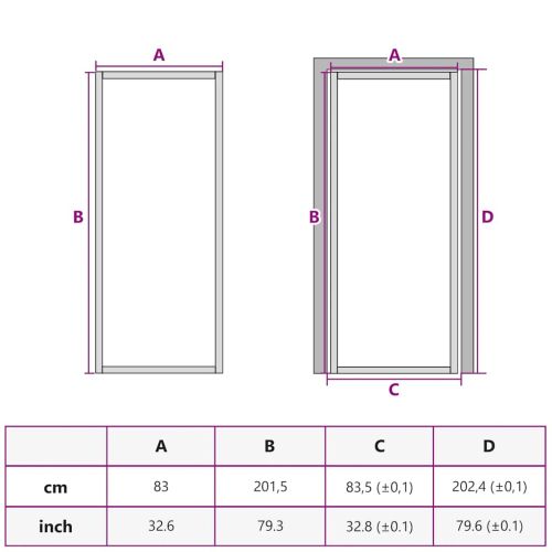 Интериорна врата 83x201,5 см бяла ESG стъкло и алуминий