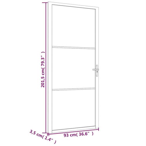 Интериорна врата 93x201,5 см бял мат стъкло и алуминий